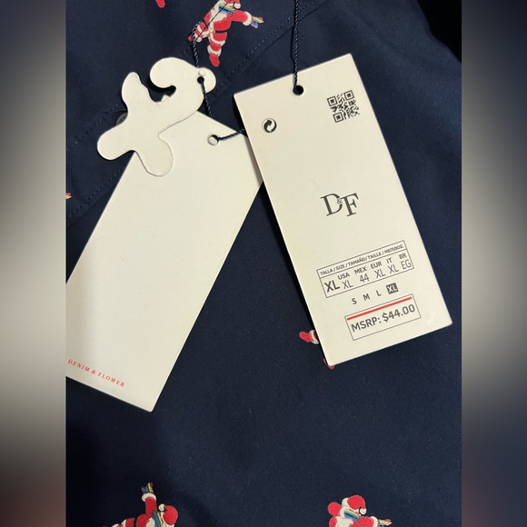 NWT Denim & Flower Button Up Shirt XL Ricky Singh Christmas Santa Claus Pride - Picture 7 of 11